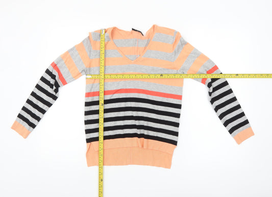 Fransa Women's Multicoloured Striped V-Neck Cardigan Size S