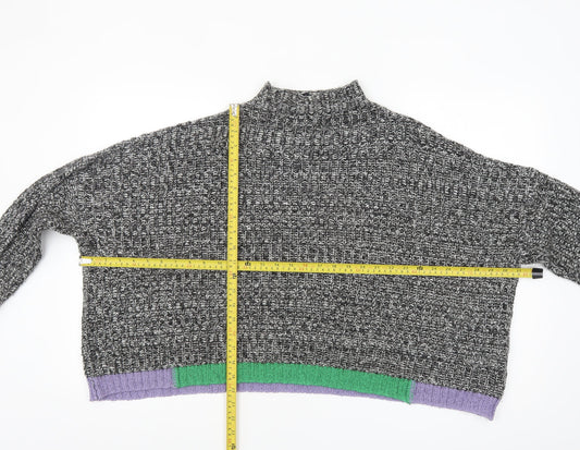 Collusion Womens Multicoloured Mock Neck Chunky Knit Jumper Size 10