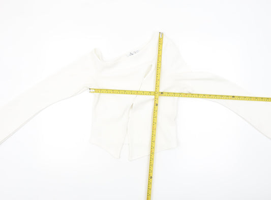 Collusion Women's White Off Shoulder Cropped Blouse Size 12