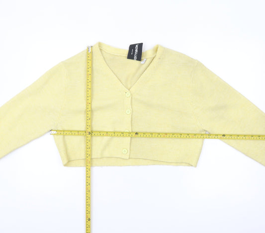 Collusion Womens Yellow Cropped V-Neck Cardigan Size 10
