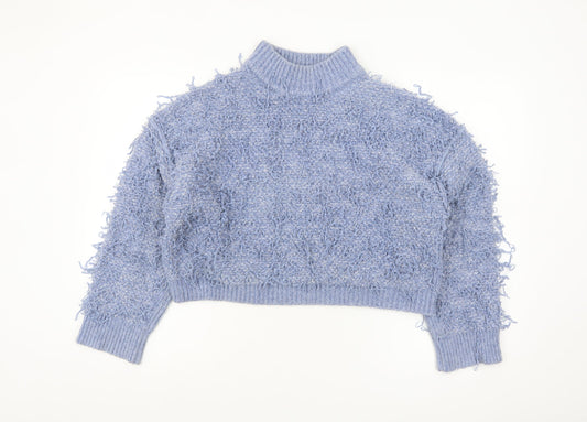 ASOS Women Blue Mock Neck Chunky Knit Jumper Size 10