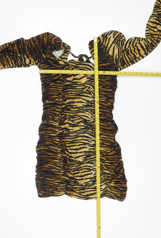 Collusion Women’s Multicoloured Animal Print Bodycon Dress Size 14
