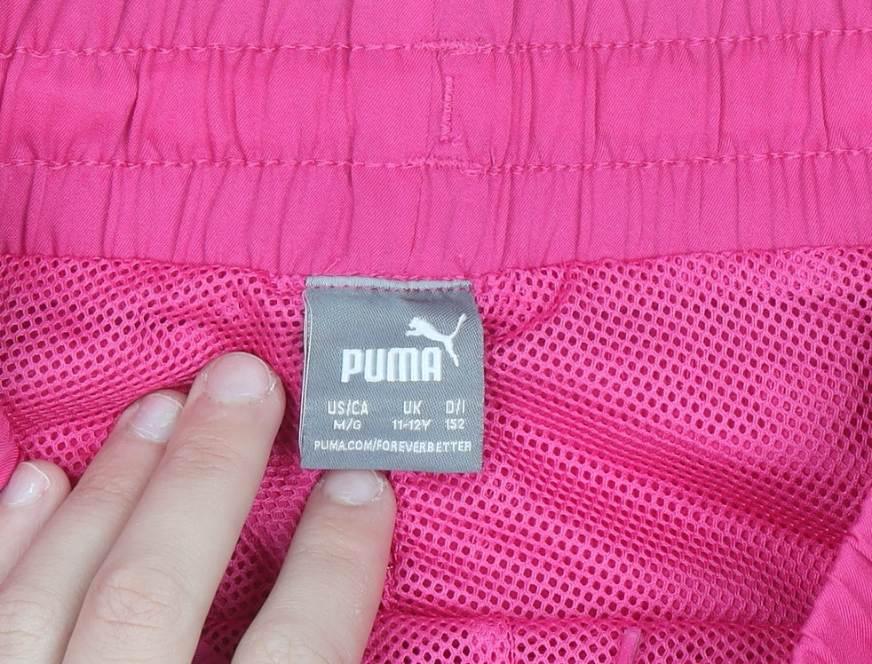 Puma Girls Pink Athletic Shorts 11-12 Years Elastic Waist Quick Dry