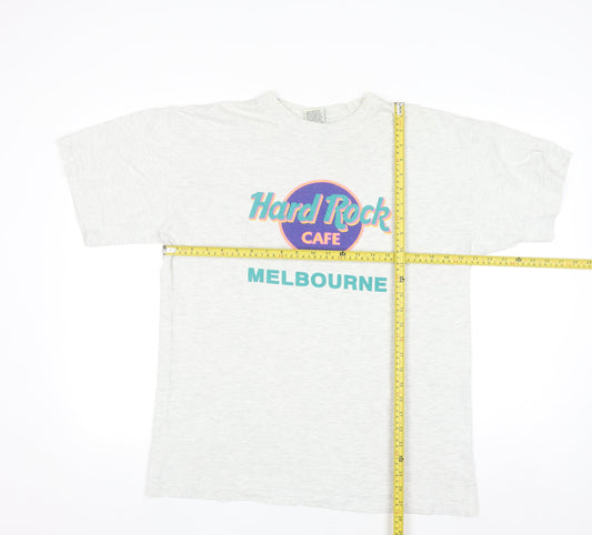 Hard Rock Cafe Melbourne Men's White L Vintage Graphic T-Shirt