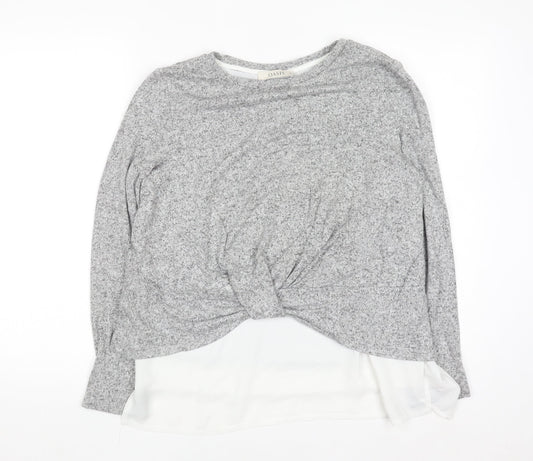 Oasis Women Grey Knit Twist Front Pullover Jumper Size M