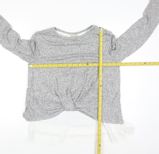 Oasis Women Grey Knit Twist Front Pullover Jumper Size M
