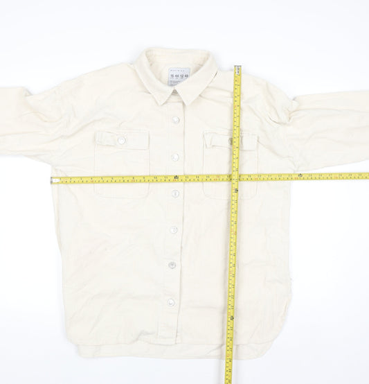 Primark Womens Ivory Corduroy Button-Up Shirt Size 16