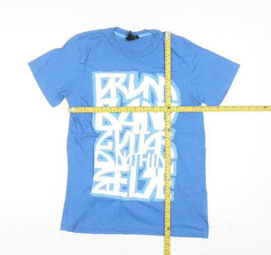 H&M Boys Blue Music Graphic Short Sleeve Cotton T-Shirt 14-15 Years