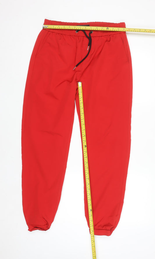 Liquor N Poker Men's Red Jogger Trousers M Elastic Waist