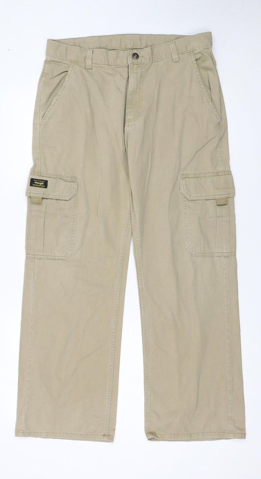 Wrangler Boys Beige Cargo Trousers 16 Husky 100% Cotton Twill Pants