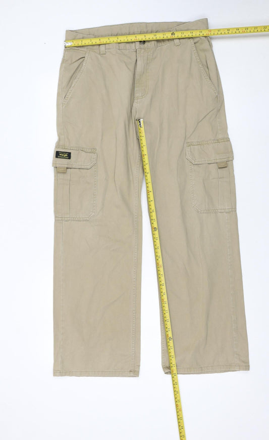 Wrangler Boys Beige Cargo Trousers 16 Husky 100% Cotton Twill Pants