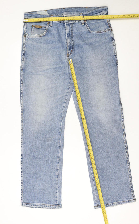Wrangler Men's Light Blue Texas Straight Jeans W34 L30 Cotton Denim