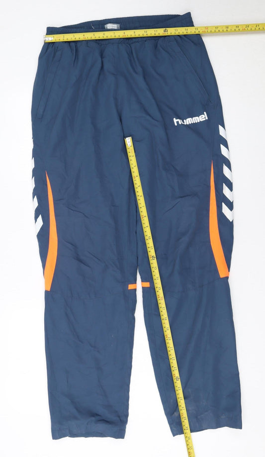 Hummel Men's Blue Track Pants L Elastic Waist Sports Trousers