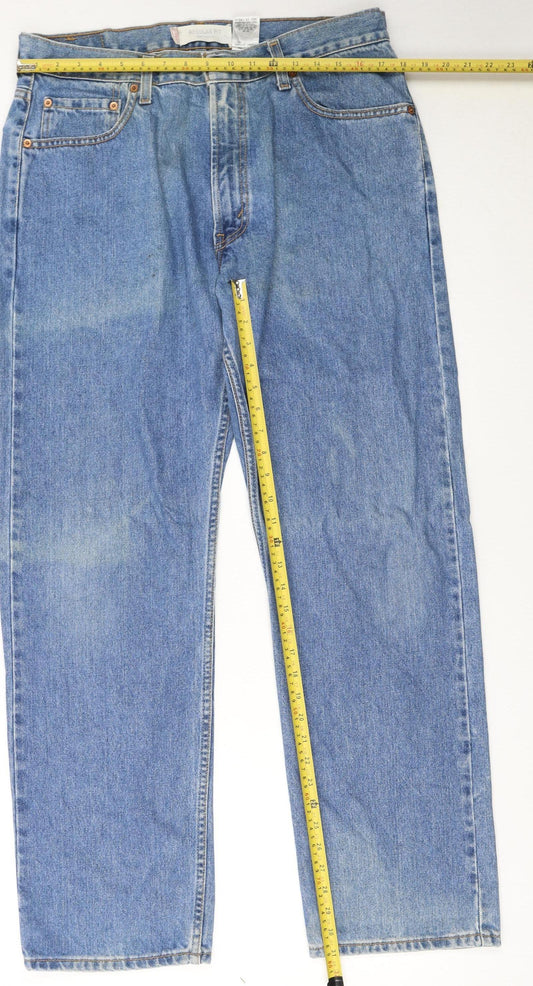 Levi's Men's Blue 505 Regular Fit Straight Denim Jeans W36 L32