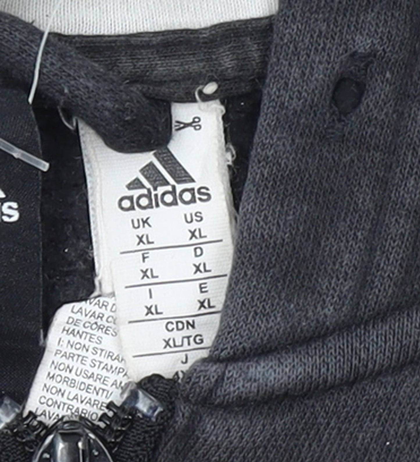 Adidas Mens Black XL Full Zip Hoodie with Logo and Pockets