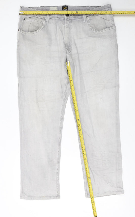Lee Men’s Grey Brooklyn Straight Jeans 40W 34L Denim Stretch