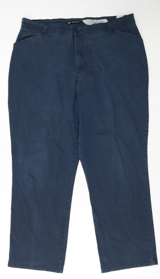 Lee Women’s Blue Relaxed Fit Chino Trousers Size 18 Cotton Blend
