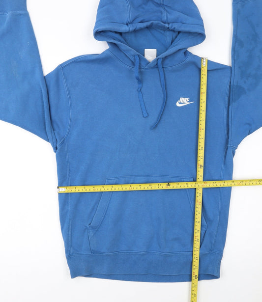 Nike Men's Blue Pullover Hoodie Size S Regular Fit Logo Design