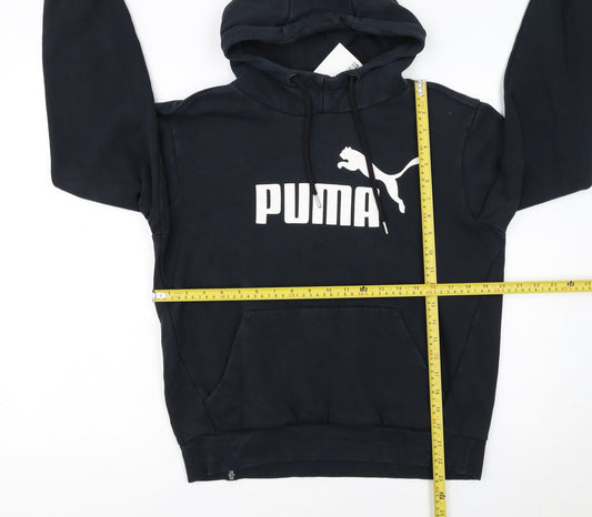 Puma Women's Black Small Pullover Hoodie with Logo Print