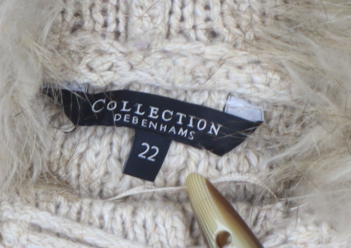 Debenhams Women’s Beige Hooded Chunky Knit Cardigan Size 22
