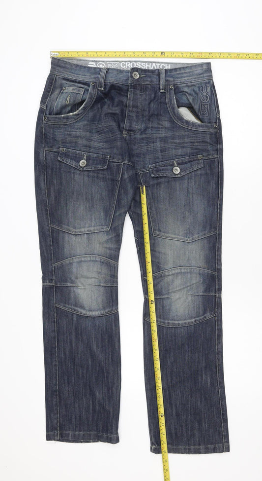Crosshatch Men's Blue Straight Leg Jeans 32R Cotton Denim