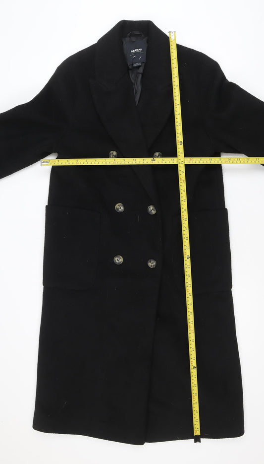 Pull&Bear Women's Black Long Wool Blend Overcoat XS