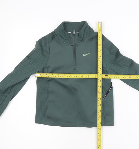 Nike Boys Green Therma-Fit Pro 1/4 Zip Athletic Jacket Size S 128-137cm