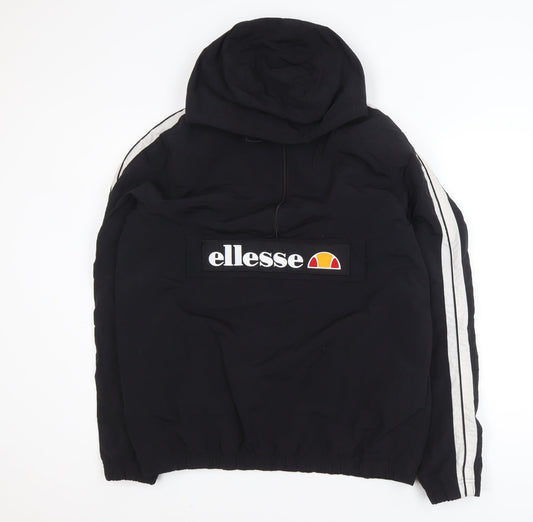 Ellesse Women's Black Hooded Anorak Jacket UK 14 Logo Sportswear