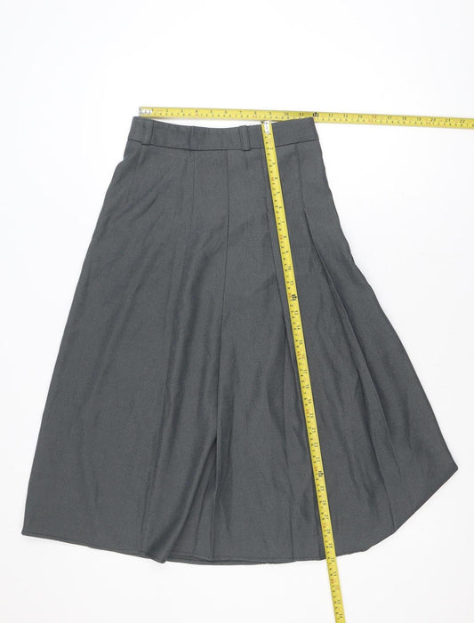 Fashion Classic Women Grey A-Line Knee Length Skirt M Polyester Workwear
