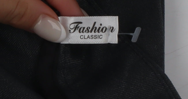 Fashion Classic Women Grey A-Line Knee Length Skirt M Polyester Workwear