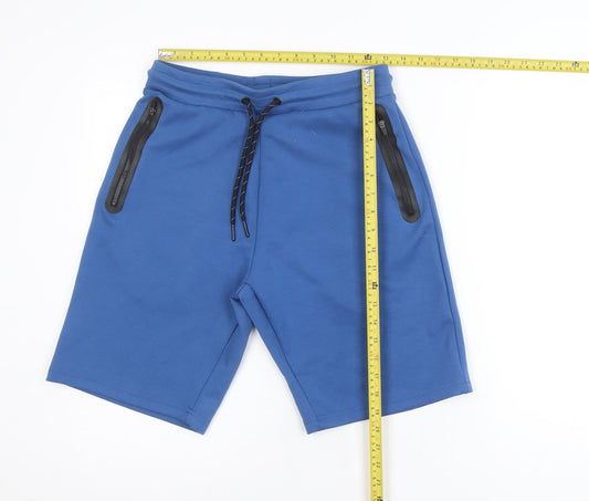 Dunnes Stores Men's Blue Sweat Shorts Small Elastic Waist Drawstring