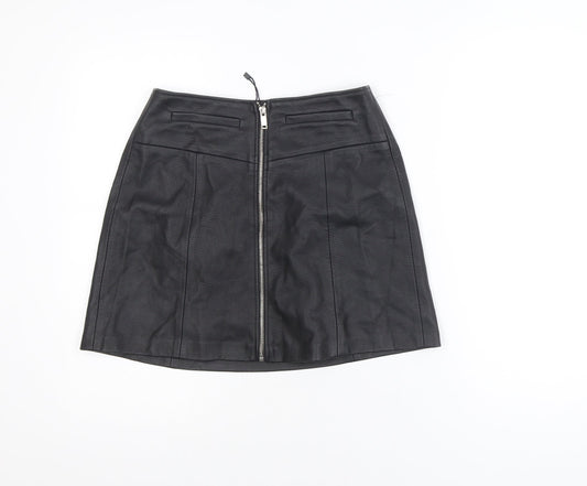 Bershka Women’s Black Faux Leather Short Pencil Skirt Size 8