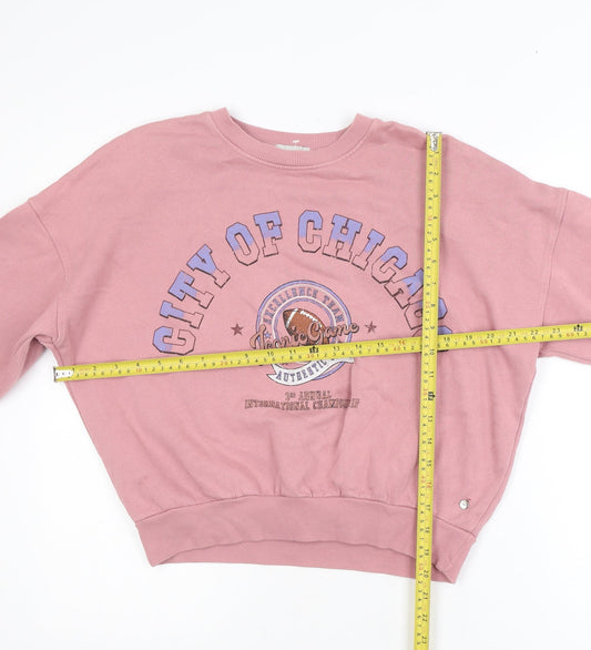 Pull&Bear Women Pink City of Chicago Pullover Sweatshirt S