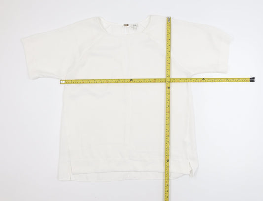 River Island Women White Size 14 Short Sleeve Woven Blouse