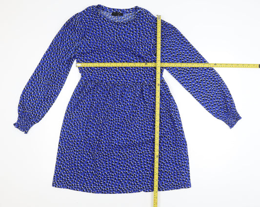 New Look Women Blue Animal Print A-Line Dress Size 8