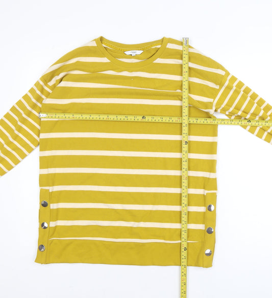 Next Women’s Yellow Striped Crew Neck Long Sleeve Relaxed Pullover Size 12