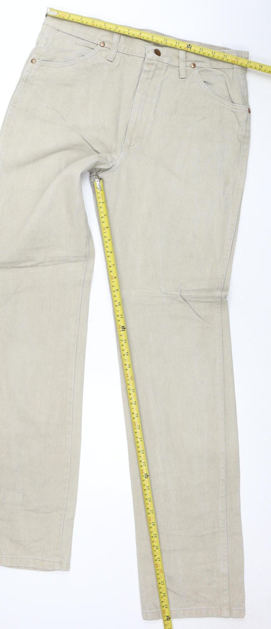 Wrangler Men's Beige Chino Trousers 34W 36L Cotton Straight Fit