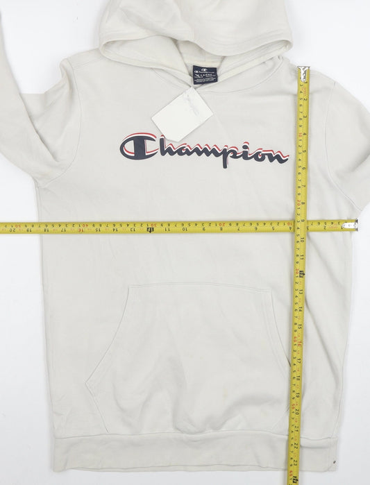 Champion Teens Beige Pullover Hoodie XL Graphic Print Cotton Blend