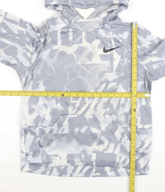 Nike Boys Grey Camouflage Dri-Fit Pullover Hoodie Size L