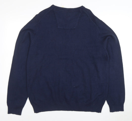 IZOD Men's Blue V-Neck Cotton Blend Pullover Jumper XL