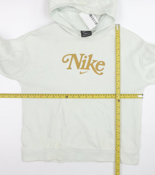 Nike Girls White Pullover Hoodie Loose Fit Size 146 Logo Sportswear