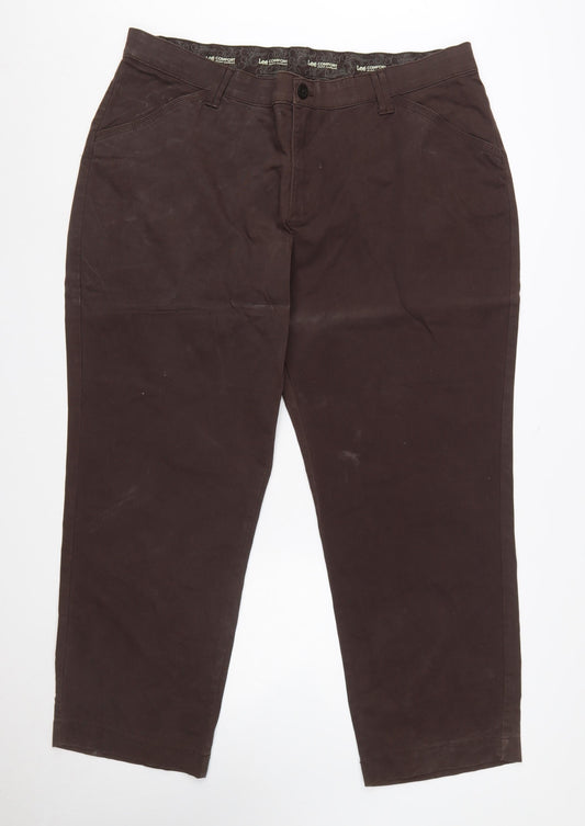 Lee Comfort Women's Brown Cotton Stretch Chino Trousers Size 22W