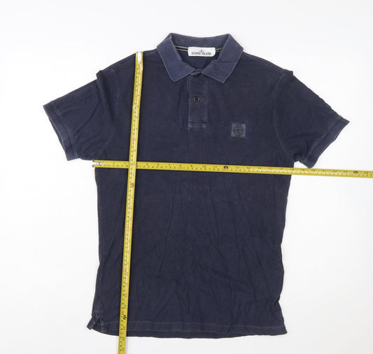 Stone Island Men's Blue Slim Fit Cotton Polo Shirt Size S