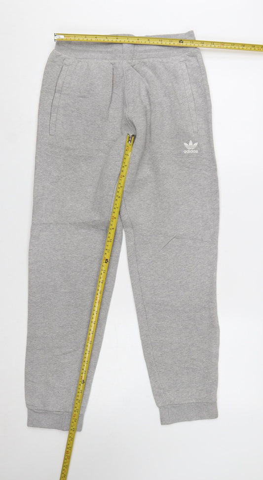 Adidas Men's Grey Jogger Sweatpants S Regular Fit Cotton Blend