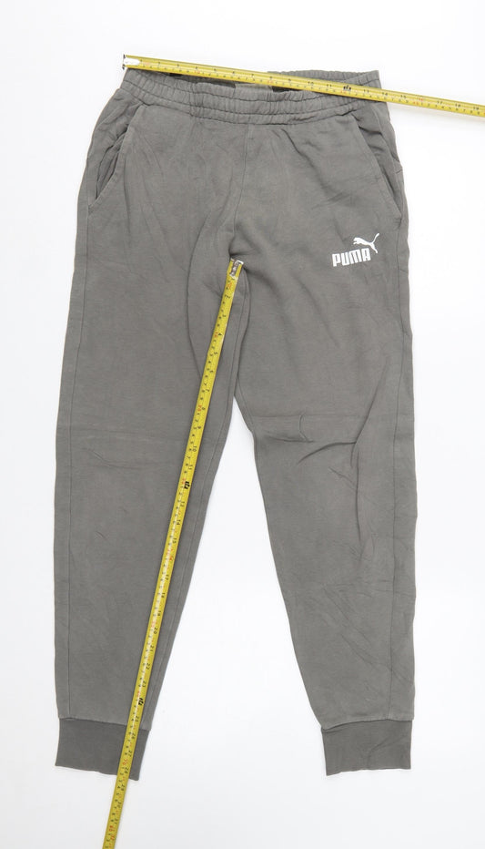 Puma Men's Grey Jogger Sweatpants Size S Elastic Waist