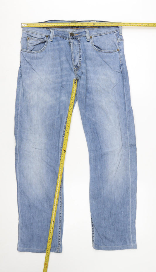 Lee Men's Blue Straight Fit Denim Jeans W34 L34 Powell