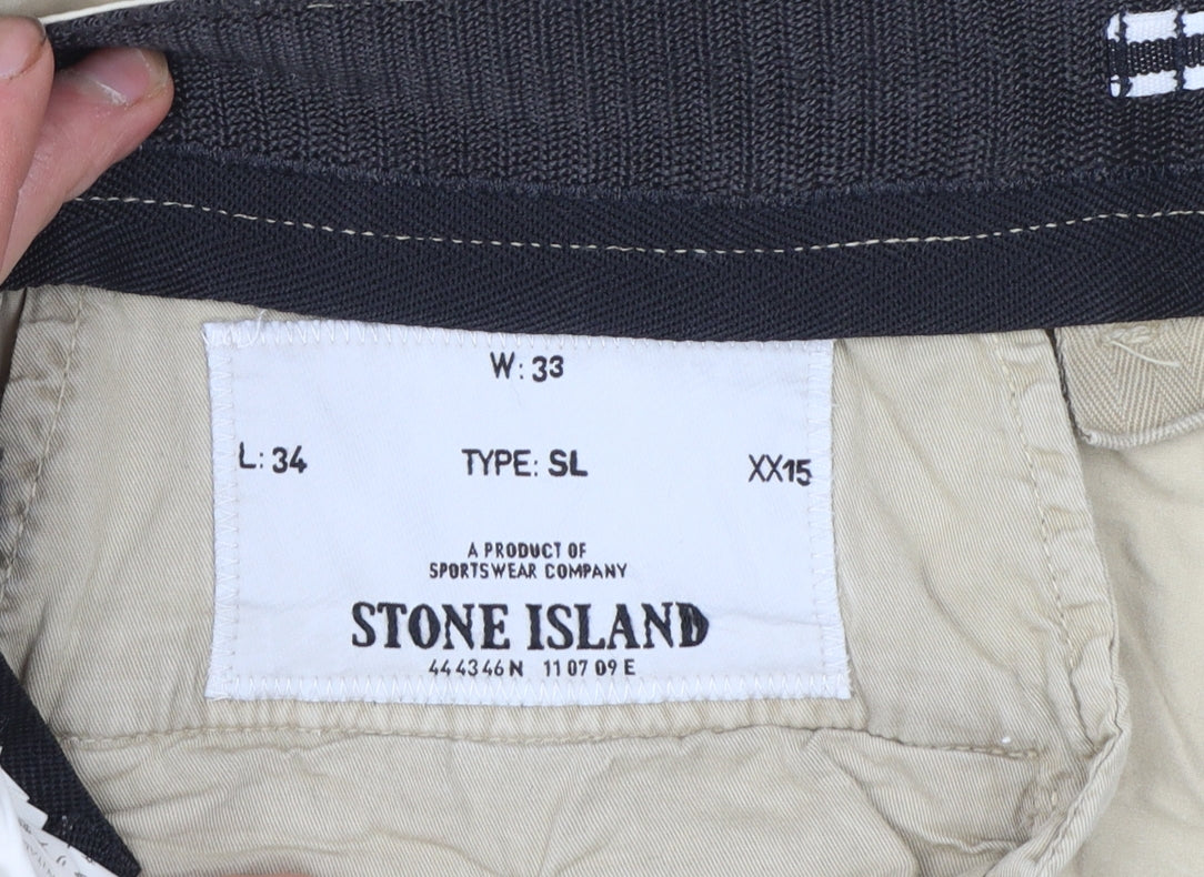 Stone Island Men's Beige Chino Trousers Slim Fit W33 L34
