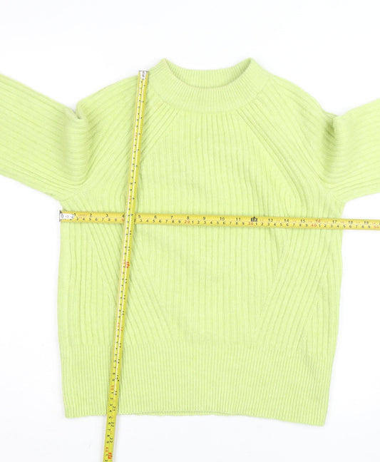 Marks and Spencer Women's Green XS Mock Neck Ribbed Knit Jumper