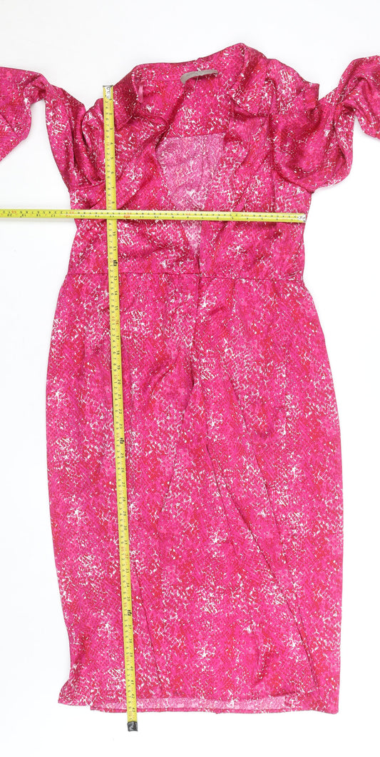 Paul Costelloe Living Studio Women’s Pink Abstract Wrap Dress Size 12