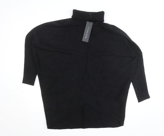 Blue Vanilla Women's Black Roll Neck Relaxed Fit Knit Jumper One Size